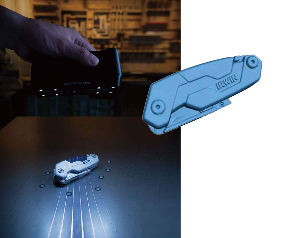7 Parallel blue line scanning and deep hole capture with instar Rockit 3d scanner
