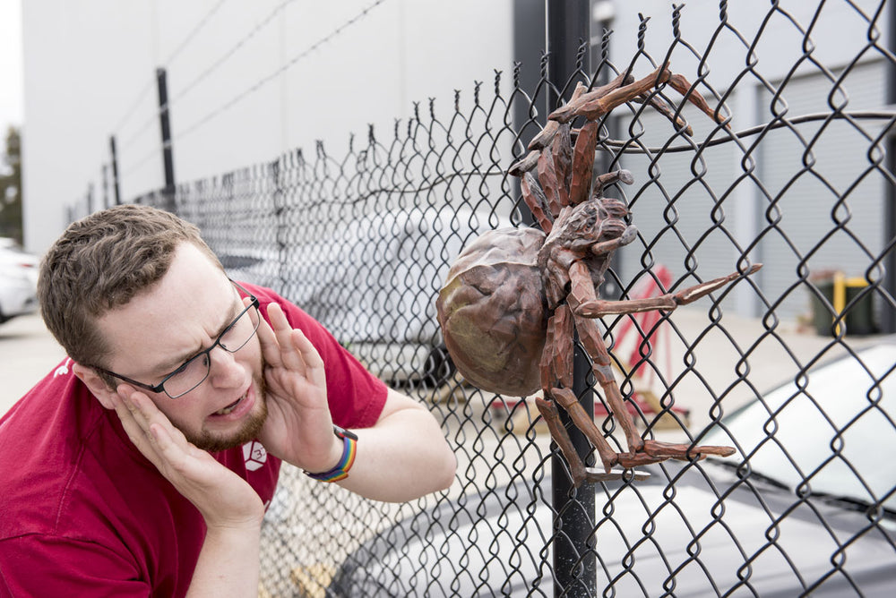 3d printed spider on a fence