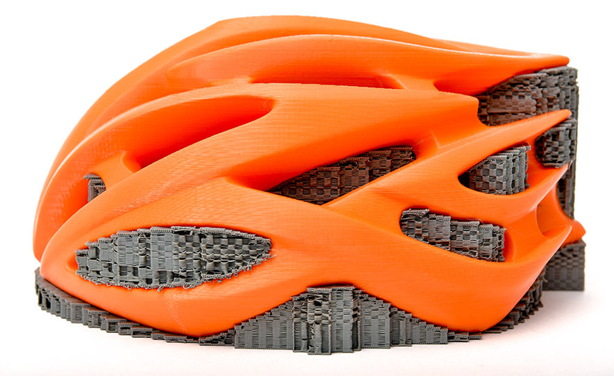 Formbot IDEX 3d printed helmet with PVA