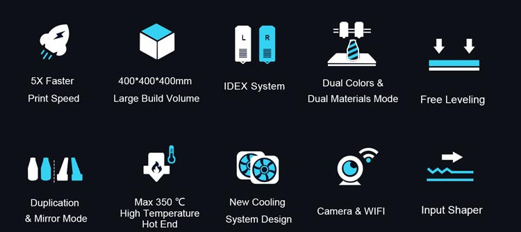 MIngda MD-400 IDEX 3d pritner key features