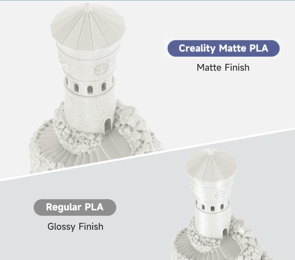 CR_PLA Matte Fialment has a matte finished compare3d to standard pla
