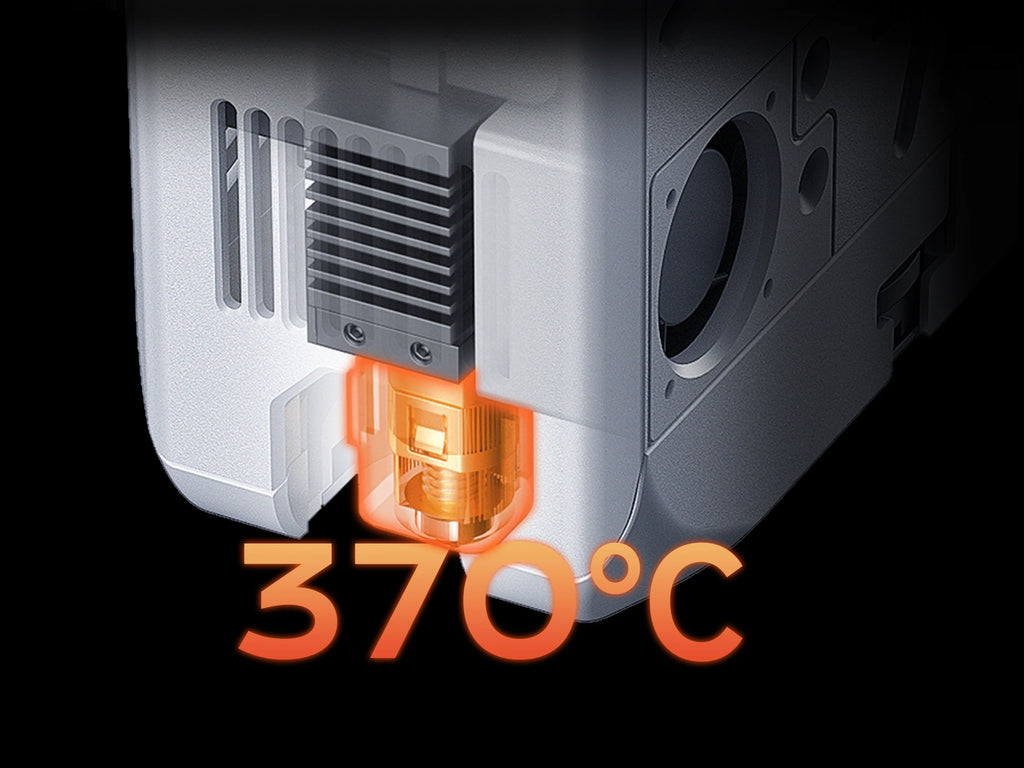Qidi Q2 370 degree hot end for 3d printing in engineering grade materials such as PA6-CF carbon fiber
