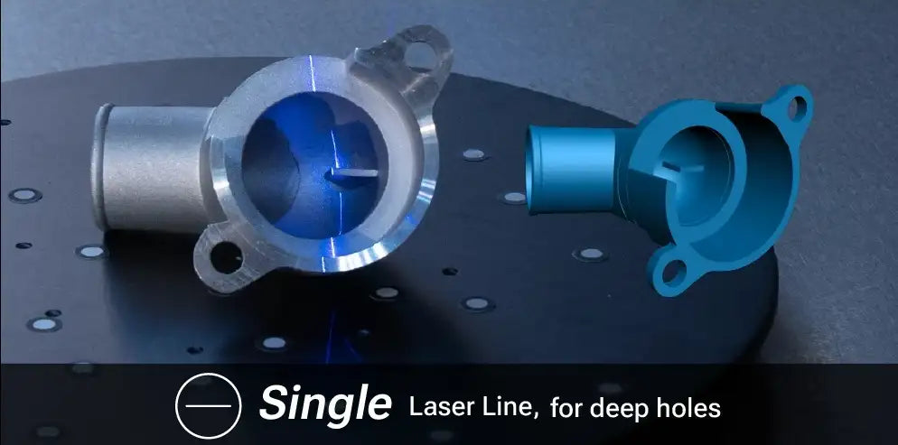 Einscan Trak single blue line laser mode for deep hole 3d scanning