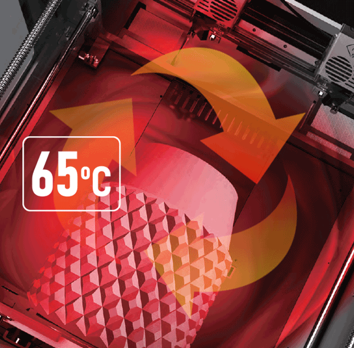 Heated Build Chamber of the Creator 4 3D Printer for improved dimensional accurcy and strength of 3d printed engineering materials