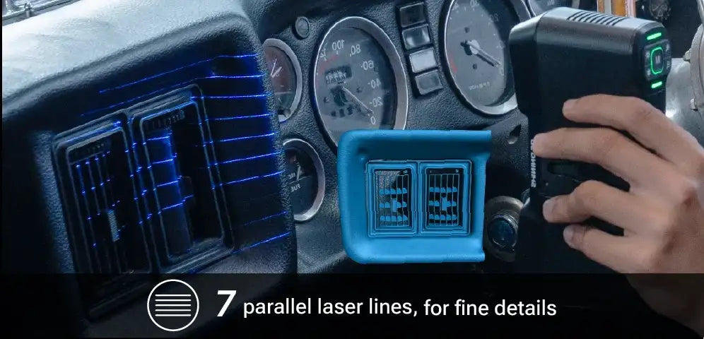 Einscan Trak 7 Parallel blue laser line mode