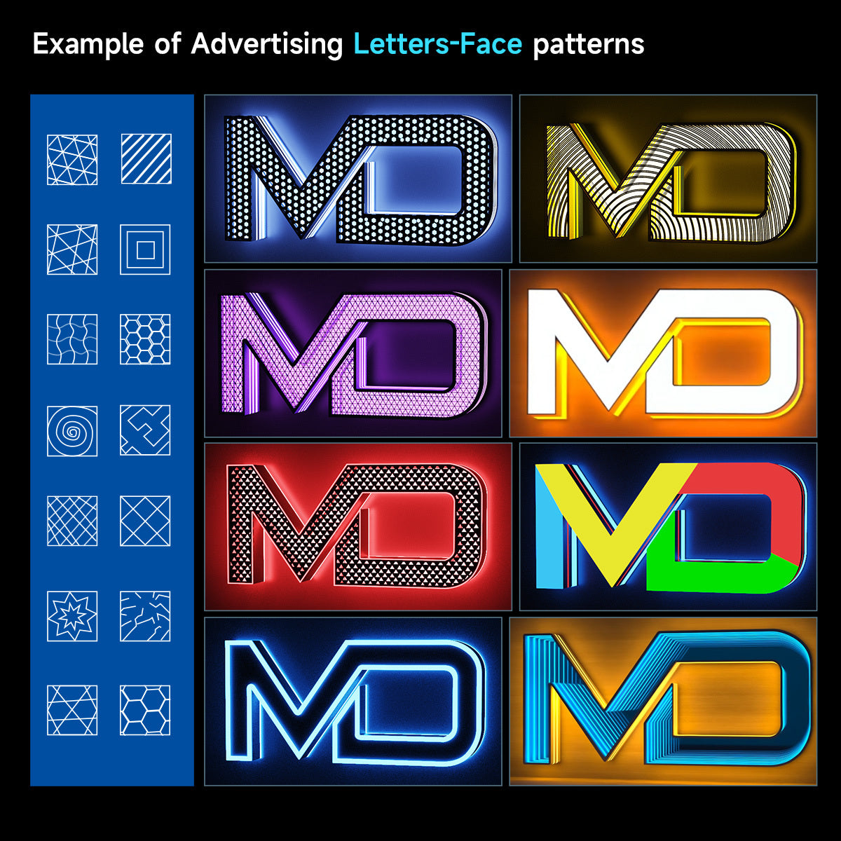 Mingda AD-F4 signage advertising infill samples