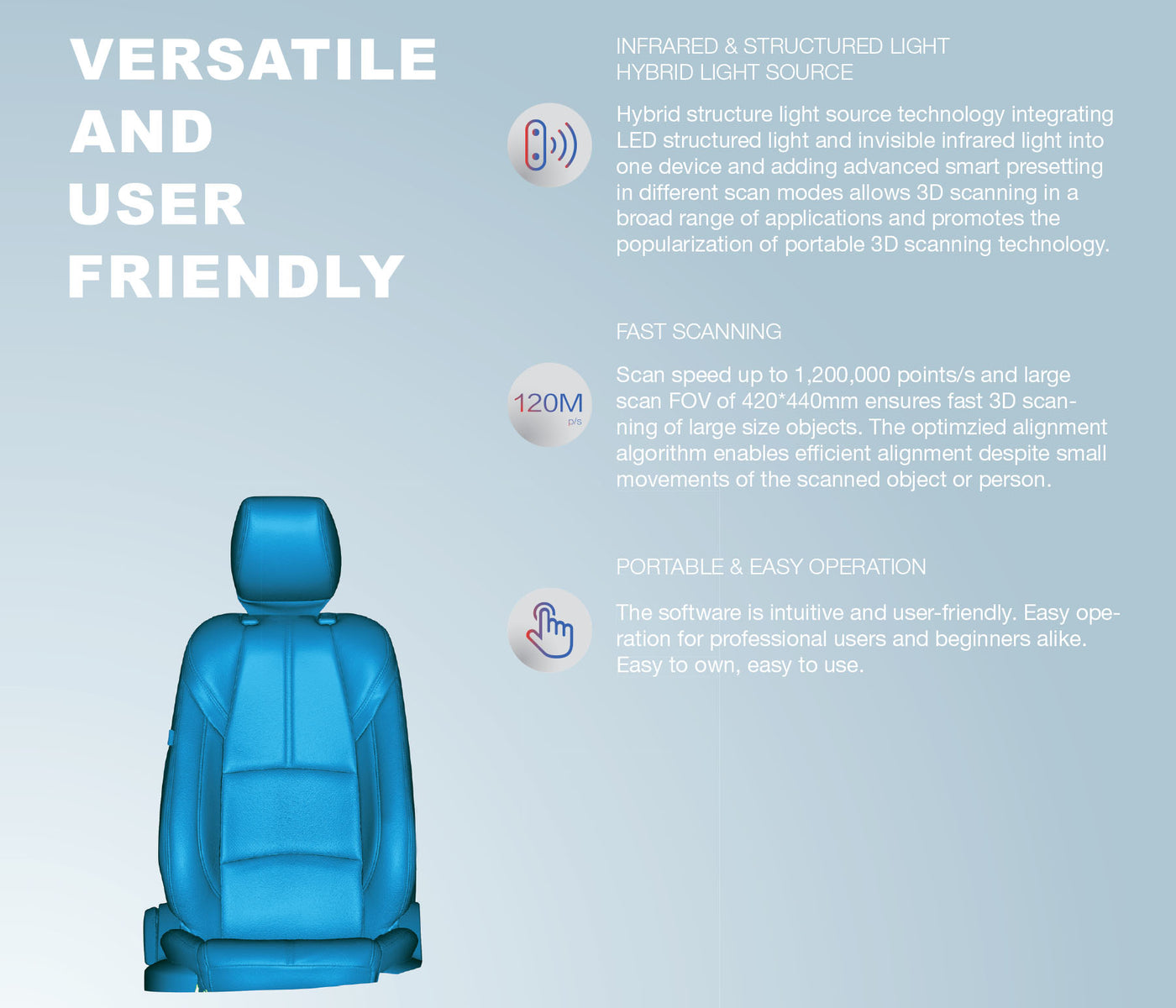 Einscan H Versatile and user freindly 3d scannier using infrared and structured light