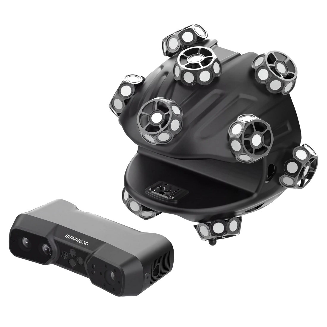 Einscan Trak 3d scanner is removable from the Spherical Scanner so you can conveniently scan without the tracking systems.