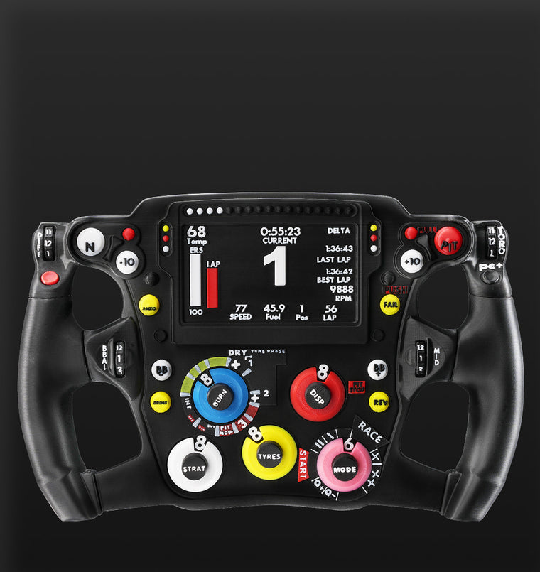 Bambu Lab P2S multi-material 3d print sample of formula one steering wheel