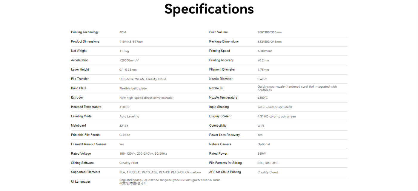 Creality Ender-3 V3 Plus Specifications