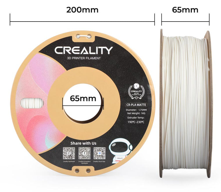 Creality CR-PLA Matte 1kg Filament Spool Dimensions