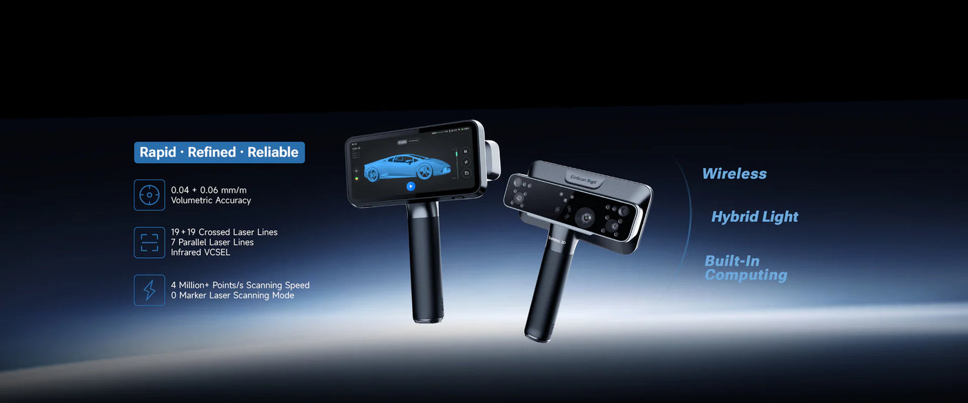 Einscan Rigil 3d scanner wireless, hybrid with built in computer