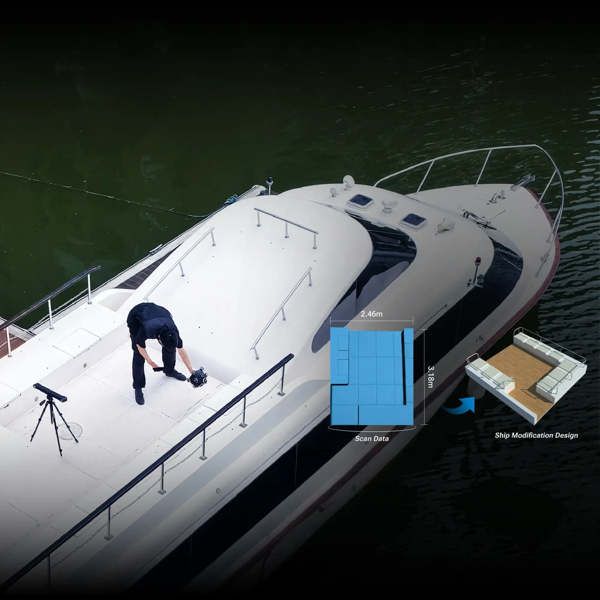 3d scanning a boat with the Einscan Trak by Shining 3D