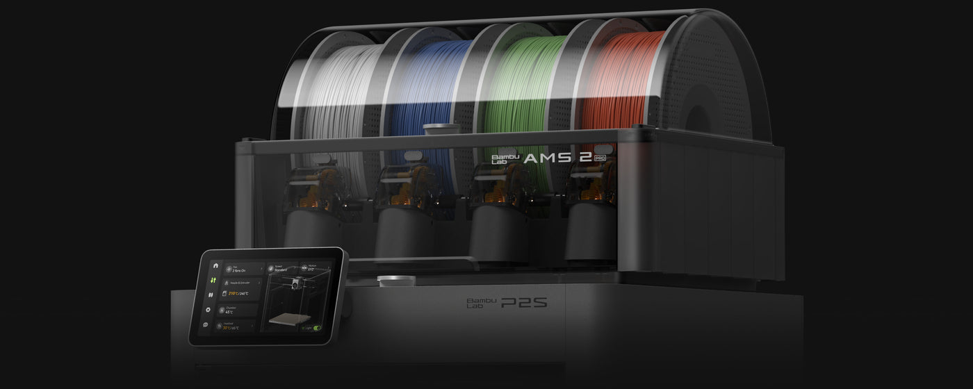 The Bambu Lab P2S with AMS 2 Pro Multicolour system