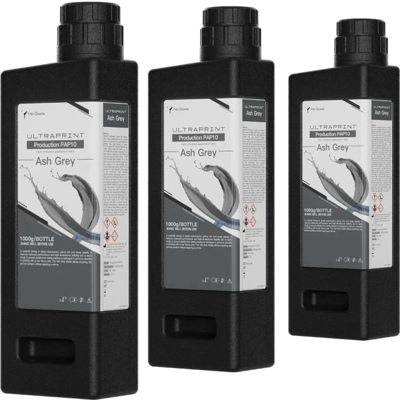 HeyGears UltraPrint-Production PAP10 Precise Detail Resin ASH GREY Resin 3 pack