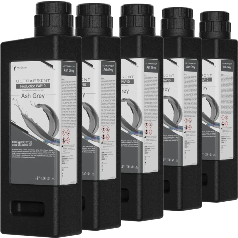 HeyGears UltraPrint-Production PAP10 Precise Detail Resin ASH GREY Resin 5 pack