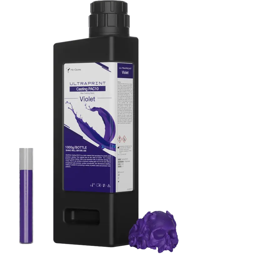 UltraPrint-Casting PAC10 features a high wax content, clean combustion result, high printing precision, a detailed surface, and a shorter finishing time. It can burn cleanly and is suitable for casting jewelry and precious metals.