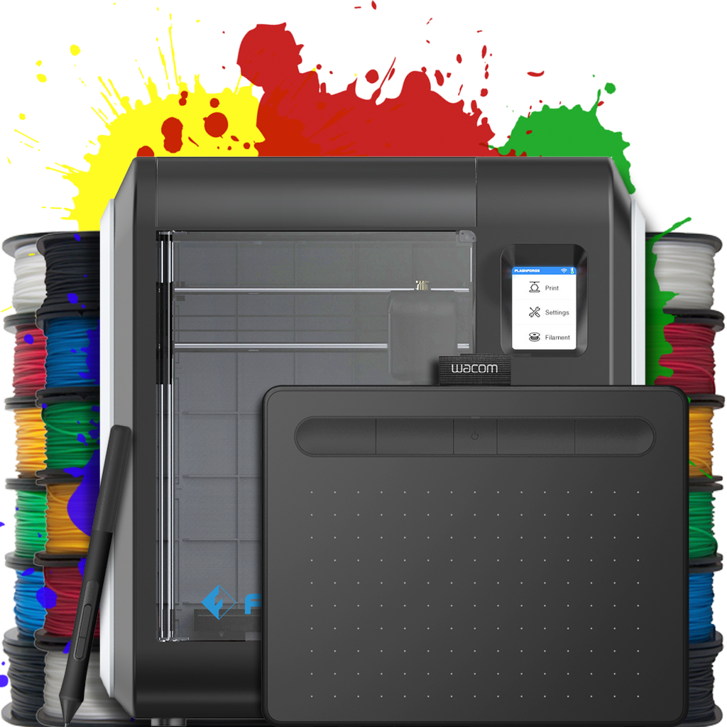 flashforge adventurer 3 III new 3D printer complete artist bundle wacom intuos and filament
