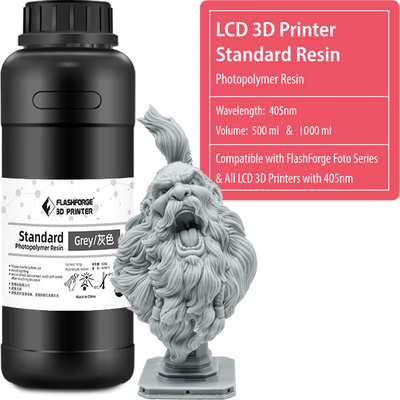 Flashforge Standard Grey LCD Photopolymer Resin Grey for FOTO Series 3d printers with 405mn wavelength
