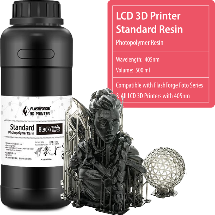 Flashforge LCD 3D Printer Standard Resin Black 405nm for FOTO series 