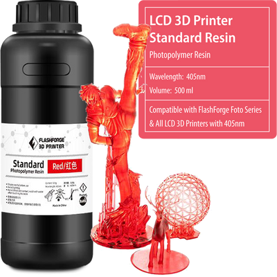 Flashforge LCD 3D Printer Standard Photopolymer 405nm resin red