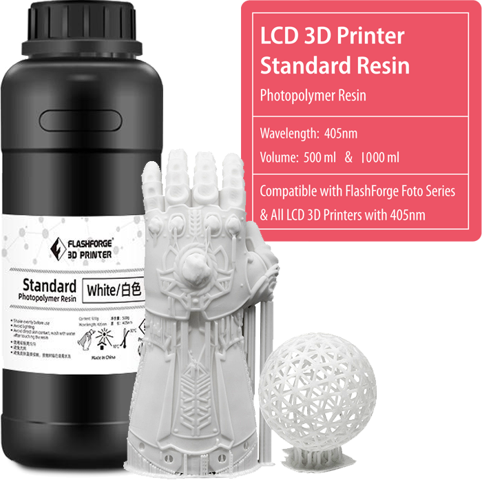 Flashforge LCD Photopolymer Resin White 405mn 500ml  1000ml
